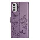 For Motorola Moto E32 Butterflies and Flowers Leather Phone Case(Purple) - 3