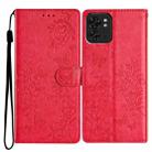 For Motorola Edge 40 Butterflies and Flowers Leather Phone Case(Red) - 1