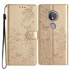 For Motorola Moto G7 Power Butterflies and Flowers Leather Phone Case(Gold) - 1