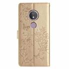 For Motorola Moto G7 Power Butterflies and Flowers Leather Phone Case(Gold) - 3