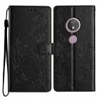 For Motorola Moto G7 Power Butterflies and Flowers Leather Phone Case(Black) - 1