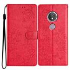 For Motorola Moto G7 Power Butterflies and Flowers Leather Phone Case(Red) - 1