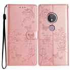 For Motorola Moto G7 Power Butterflies and Flowers Leather Phone Case(Rose Gold) - 1