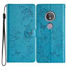 For Motorola Moto G7 Power Butterflies and Flowers Leather Phone Case(Blue) - 1