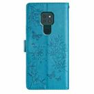 For Motorola Moto G9 / G9 Play Butterflies and Flowers Leather Phone Case(Blue) - 3