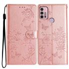 For Motorola Moto G10  / G20 Butterflies and Flowers Leather Phone Case(Rose Gold) - 1