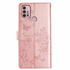 For Motorola Moto G10  / G20 Butterflies and Flowers Leather Phone Case(Rose Gold) - 3