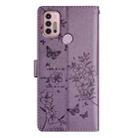 For Motorola Moto G10  / G20 Butterflies and Flowers Leather Phone Case(Purple) - 3