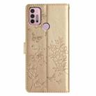 For Motorola Moto G30 Butterflies and Flowers Leather Phone Case(Gold) - 3