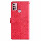 For Motorola Moto G30 Butterflies and Flowers Leather Phone Case(Red) - 3