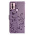 For Motorola Moto G30 Butterflies and Flowers Leather Phone Case(Purple) - 3