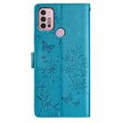 For Motorola Moto G30 Butterflies and Flowers Leather Phone Case(Blue) - 3