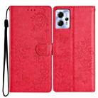 For Motorola Moto G13 / G23 Butterflies and Flowers Leather Phone Case(Red) - 1