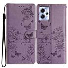 For Motorola Moto G13 / G23 Butterflies and Flowers Leather Phone Case(Purple) - 1