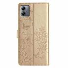 For Motorola Moto G14 Butterflies and Flowers Leather Phone Case(Gold) - 3