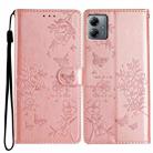 For Motorola Moto G14 Butterflies and Flowers Leather Phone Case(Rose Gold) - 1