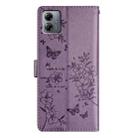 For Motorola Moto G14 Butterflies and Flowers Leather Phone Case(Purple) - 3