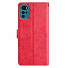 For Motorola Moto G22 Butterflies and Flowers Leather Phone Case(Red) - 3