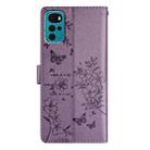 For Motorola Moto G22 Butterflies and Flowers Leather Phone Case(Purple) - 3