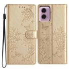 For Motorola Moto G24 / G04 Butterflies and Flowers Leather Phone Case(Gold) - 1