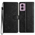 For Motorola Moto G24 / G04 Butterflies and Flowers Leather Phone Case(Black) - 1