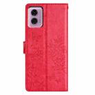 For Motorola Moto G24 / G04 Butterflies and Flowers Leather Phone Case(Red) - 3