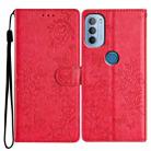 For Motorola Moto G31 / G41 Butterflies and Flowers Leather Phone Case(Red) - 1