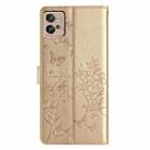 For Motorola Moto G32 Butterflies and Flowers Leather Phone Case(Gold) - 3