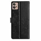 For Motorola Moto G32 Butterflies and Flowers Leather Phone Case(Black) - 3