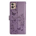 For Motorola Moto G32 Butterflies and Flowers Leather Phone Case(Purple) - 3