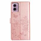 For Motorola Moto G34 Butterflies and Flowers Leather Phone Case(Rose Gold) - 3