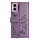 For Motorola Moto G34 Butterflies and Flowers Leather Phone Case(Purple) - 3