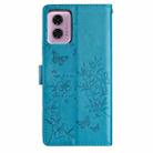 For Motorola Moto G34 Butterflies and Flowers Leather Phone Case(Blue) - 3