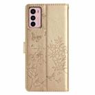 For Motorola Moto G42 Butterflies and Flowers Leather Phone Case(Gold) - 3