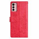 For Motorola Moto G42 Butterflies and Flowers Leather Phone Case(Red) - 3