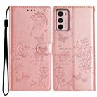 For Motorola Moto G42 Butterflies and Flowers Leather Phone Case(Rose Gold) - 1