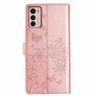 For Motorola Moto G42 Butterflies and Flowers Leather Phone Case(Rose Gold) - 3