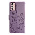 For Motorola Moto G42 Butterflies and Flowers Leather Phone Case(Purple) - 3
