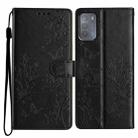 For Motorola Moto G50 Butterflies and Flowers Leather Phone Case(Black) - 1