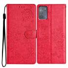 For Motorola Moto G50 Butterflies and Flowers Leather Phone Case(Red) - 1