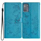 For Motorola Moto G50 Butterflies and Flowers Leather Phone Case(Blue) - 1