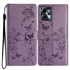 For Motorola Moto G53 5G Butterflies and Flowers Leather Phone Case(Purple) - 1