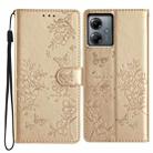 For Motorola Moto G54 Butterflies and Flowers Leather Phone Case(Gold) - 1