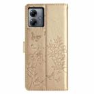 For Motorola Moto G54 Butterflies and Flowers Leather Phone Case(Gold) - 3