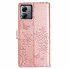 For Motorola Moto G54 Butterflies and Flowers Leather Phone Case(Rose Gold) - 3