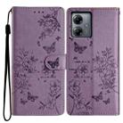 For Motorola Moto G54 Butterflies and Flowers Leather Phone Case(Purple) - 1