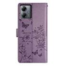 For Motorola Moto G54 Butterflies and Flowers Leather Phone Case(Purple) - 3