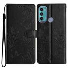 For Motorola Moto G60 4G Butterflies and Flowers Leather Phone Case(Black) - 1