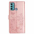 For Motorola Moto G60 4G Butterflies and Flowers Leather Phone Case(Rose Gold) - 3