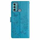 For Motorola Moto G60 4G Butterflies and Flowers Leather Phone Case(Blue) - 3